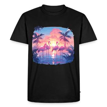 Flamingos Flamingo Party Flamingo Palm Trees - Men's Premium Organic T-Shirt - black - Front - Nico (187cm)