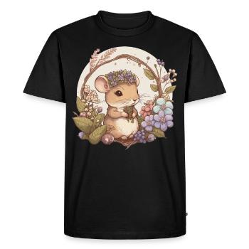 Cottagecore Cute Baby Mouse Mice Lover Pet Rat - Men's Premium Organic T-Shirt - black - Front - Nico (187cm)
