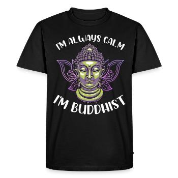 Bouddhisme Bouddha - T-shirt Premium bio Homme - noir - Devant - Nico (187cm)