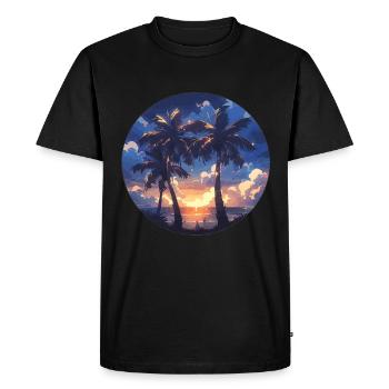Palm tree palm tree palm tree sunset palm beach - Men's Premium Organic T-Shirt - black - Front - Nico (187cm)