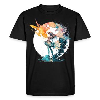 Aquarelle Fairy Art Fairycore Grunge Pastel Goth - T-shirt Premium bio Homme - noir - Devant - Nico (187cm)