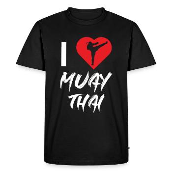 J’adore les combattants de combat d’arts martiaux Muay Thai - T-shirt Premium bio Homme - noir - Devant - Nico (187cm)