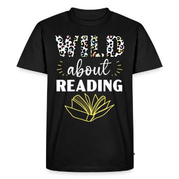 J’ai fermé mon livre pour être ici Bu - T-shirt Premium bio Homme - noir - Devant - Nico (187cm)