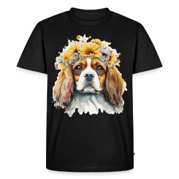 Cavalier King Charles Épagneul Race de chien de tournesol - T-shirt Premium bio Homme - noir - Devant - Nico (187cm)