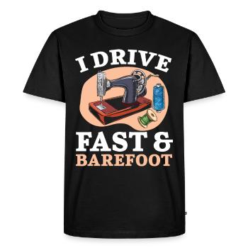 Je conduis vite et pieds nus au crochet couture - T-shirt Premium bio Homme - noir - Devant - Nico (187cm)