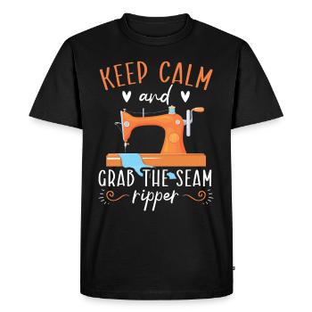 Stay calm and take the seam ripper Sewing - Men's Premium Organic T-Shirt - black - Front - Nico (187cm)