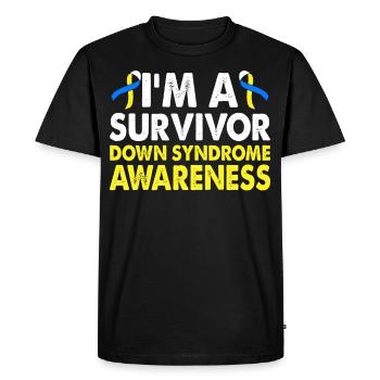 Mois de la sensibilisation aux survivants du syndrome de Down Gelb-blaues - T-shirt Premium bio Homme - noir - Devant - Nico (187cm)