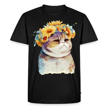 Cute Exotic Shorthair Sunflower Cat Breed Pet Kitt - Men's Premium Organic T-Shirt - black - Front - Nico (187cm)