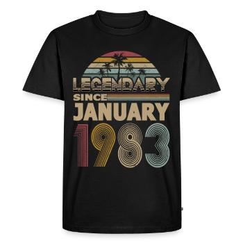 Année du 40e anniversaire Janvier 1983 Légendaire 1983 - T-shirt Premium bio Homme - noir - Devant - Nico (187cm)