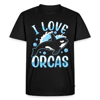 J’aime les orques Protéger les orques de mer - T-shirt Premium bio Homme - noir - Devant - Nico (187cm)