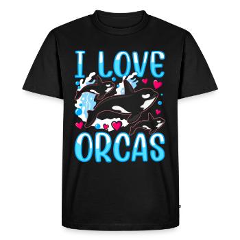 J’aime les orques mer protéger les orques baleines - T-shirt Premium bio Homme - noir - Devant - Nico (187cm)