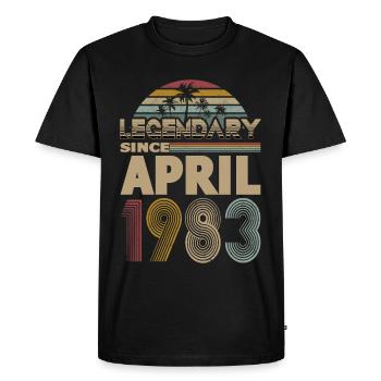 40e anniversaire né en avril 1983 légendaire 1983 - T-shirt Premium bio Homme - noir - Devant - Nico (187cm)