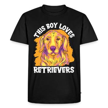 This Boy Loves Retriever Retrievers Dog - Men's Premium Organic T-Shirt - black - Front - Nico (187cm)