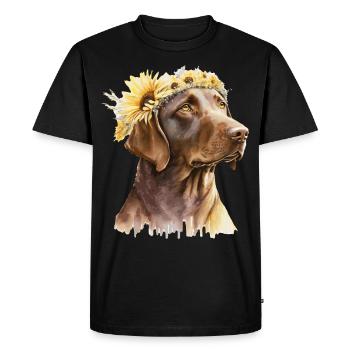 Mignon brun Labrador Retriever Sunflower Dog Breed - T-shirt Premium bio Homme - noir - Devant - Nico (187cm)