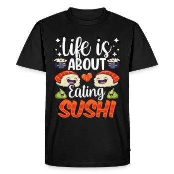 La vie est faite d’amateurs de sushis - T-shirt Premium bio Homme - noir - Devant - Nico (187cm)
