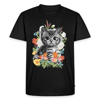 Fleurs de chat - T-shirt Premium bio Homme - noir - Devant - Nico (187cm)