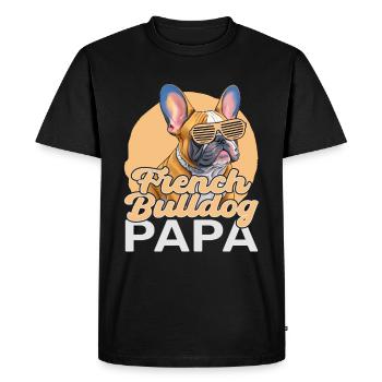 Papa bouledogue français - T-shirt Premium bio Homme - noir - Devant - Nico (187cm)