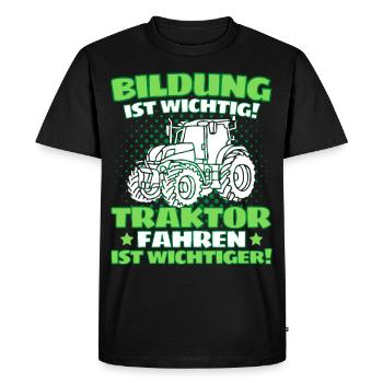 Funny tractor saying farmer or farmer - Men's Premium Organic T-Shirt - black - Front - Nico (187cm)