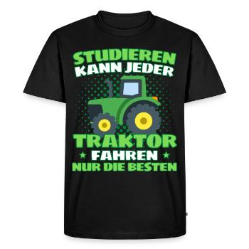 Funny tractor saying farmer or farmer - Men's Premium Organic T-Shirt - black - Front - Nico (187cm)