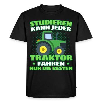 Funny tractor saying farmer or farmer - Men's Premium Organic T-Shirt - black - Front - Nico (187cm)