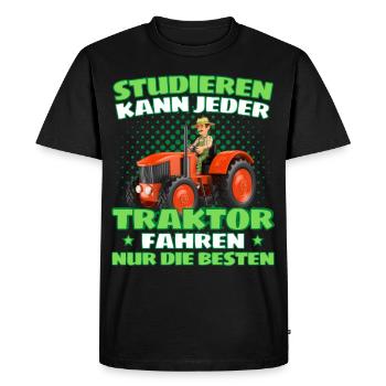 Funny tractor saying farmer or farmer - Men's Premium Organic T-Shirt - black - Front - Nico (187cm)
