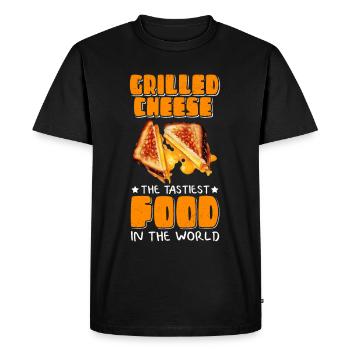 Fromage grillé Fromage grillé Fromage Amateur de fromage Cadeau - T-shirt Premium bio Homme - noir - Devant - Nico (187cm)