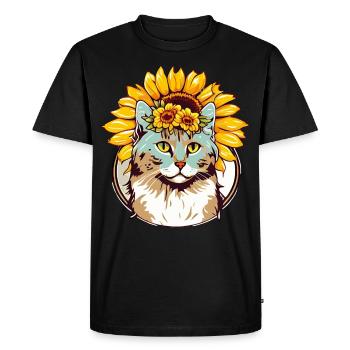 Watercolor La Perm Sunflower Cat Breed Pet Kitten - Men's Premium Organic T-Shirt - black - Front - Nico (187cm)