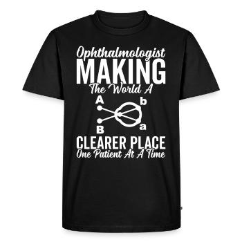 L’ophtalmologiste rend le monde plus clair opticiens - T-shirt Premium bio Homme - noir - Devant - Nico (187cm)