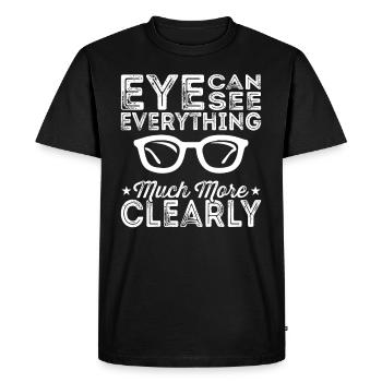 L’œil de l’ophtalmologiste peut tout voir - T-shirt Premium bio Homme - noir - Devant - Nico (187cm)