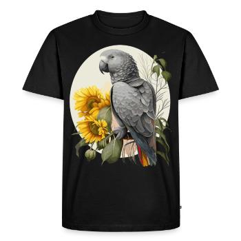 Mignon perroquet gris africain tournesol oiseau amoureux - T-shirt Premium bio Homme - noir - Devant - Nico (187cm)