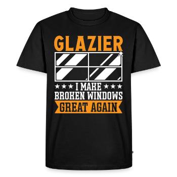 Glaser Glazier Broken Windows Great Again Glass - T-shirt Premium bio Homme - noir - Devant - Nico (187cm)