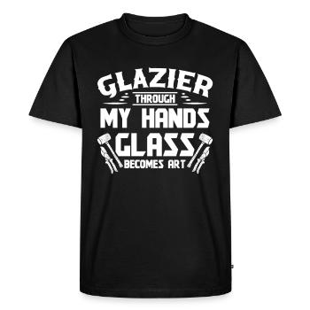 Glazier Glass devient ouvrier vitrier d’art - T-shirt Premium bio Homme - noir - Devant - Nico (187cm)