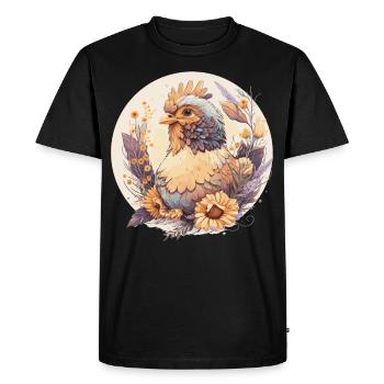 Cute Chicken Sunflower Farmer Farm Animal - Men's Premium Organic T-Shirt - black - Front - Nico (187cm)