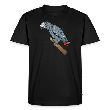 Motif de perroquet gris I pour porte-oiseau - T-shirt Premium bio Homme - noir - Devant - Nico (187cm)