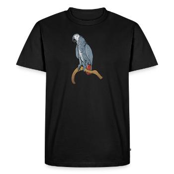 Motif de perroquet gris I pour porte-oiseau - T-shirt Premium bio Homme - noir - Devant - Nico (187cm)