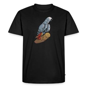 Motif de perroquet gris I pour porte-oiseau - T-shirt Premium bio Homme - noir - Devant - Nico (187cm)