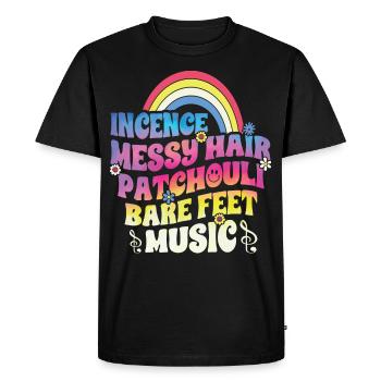 Funny Hippie Peace Kindness - Men's Premium Organic T-Shirt - black - Front - Nico (187cm)