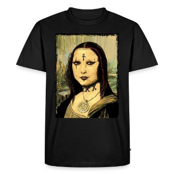 Gothic Goth Mona Lisa - Men's Premium Organic T-Shirt - black - Front - Nico (187cm)