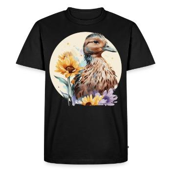 Watercolor Duck Sunflower Floral Farming - Men's Premium Organic T-Shirt - black - Front - Nico (187cm)