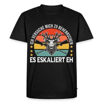 Hunters control themselves on the hunt - Men's Premium Organic T-Shirt - black - Front - Nico (187cm)