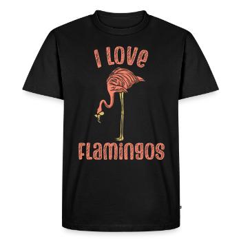 J’adore les flamants roses mignons dictons d’animaux flamants roses - T-shirt Premium bio Homme - noir - Devant - Nico (187cm)