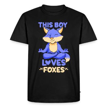 This boy loves foxes fox lover animal - Men's Premium Organic T-Shirt - black - Front - Nico (187cm)
