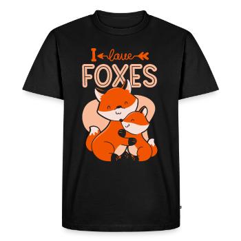 I Love Foxes Lovers Animal Fox Sayings - Men's Premium Organic T-Shirt - black - Front - Nico (187cm)