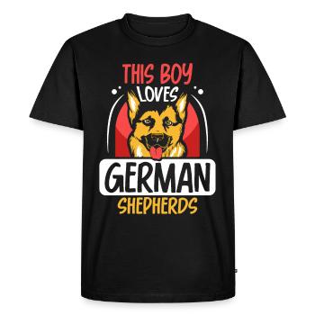This Boy Loves German Shepherd Cute Dog - Men's Premium Organic T-Shirt - black - Front - Nico (187cm)