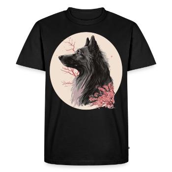 Belgian Sheepdog Cherry Blossom Dog Breed Japanese - Men's Premium Organic T-Shirt - black - Front - Nico (187cm)