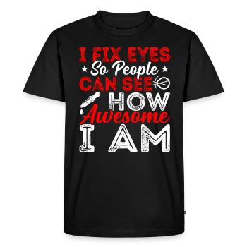 Ophtalmologiste I Fix Eyes Opticien - T-shirt Premium bio Homme - noir - Devant - Nico (187cm)