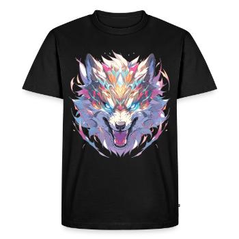 Loup Loups Animal Animaux Animaux Tête de Loup - T-shirt Premium bio Homme - noir - Devant - Nico (187cm)