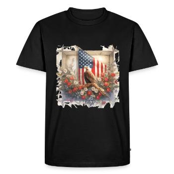Vintage America Flag Common Bald Eagle États-Unis - T-shirt Premium bio Homme - noir - Devant - Nico (187cm)