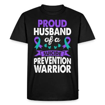 Husband of Suicide Prevention Warrior Awareness - Men's Premium Organic T-Shirt - black - Front - Nico (187cm)
