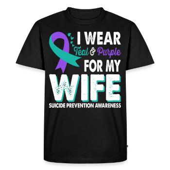 Wear teal & purple for awareness of the - Men's Premium Organic T-Shirt - black - Front - Nico (187cm)